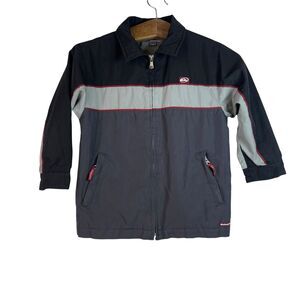 Quiksilver Boys Vintage Y2K Gray Black Red Full Zip Jacket Size L